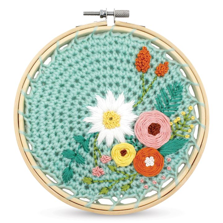 Needle Creations Crochet Hoop Kit Blue Flowers BLICK Art Materials