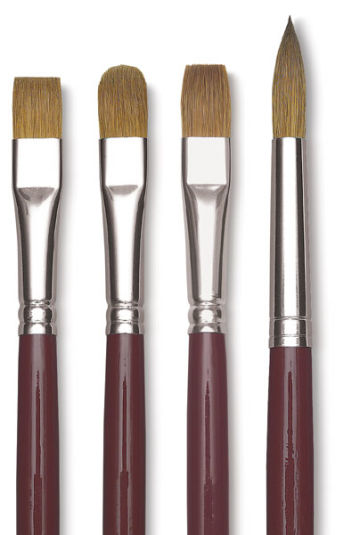 Da Vinci Kolinsky Red Sable Oil Brushes - Four brushes shown upright