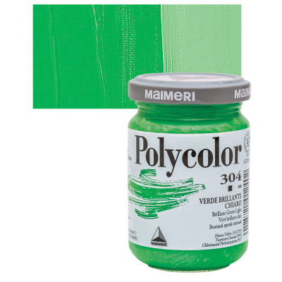 Maimeri Polycolor Vinyl Paints - Brilliant Green Light, 140 ml jar