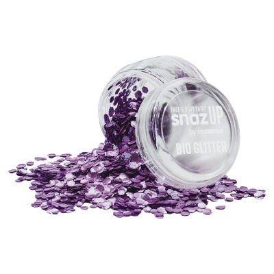 Snazaroo Bio Glitter - Violet, Chunky, 3 g (Glitter spilling out of jar)