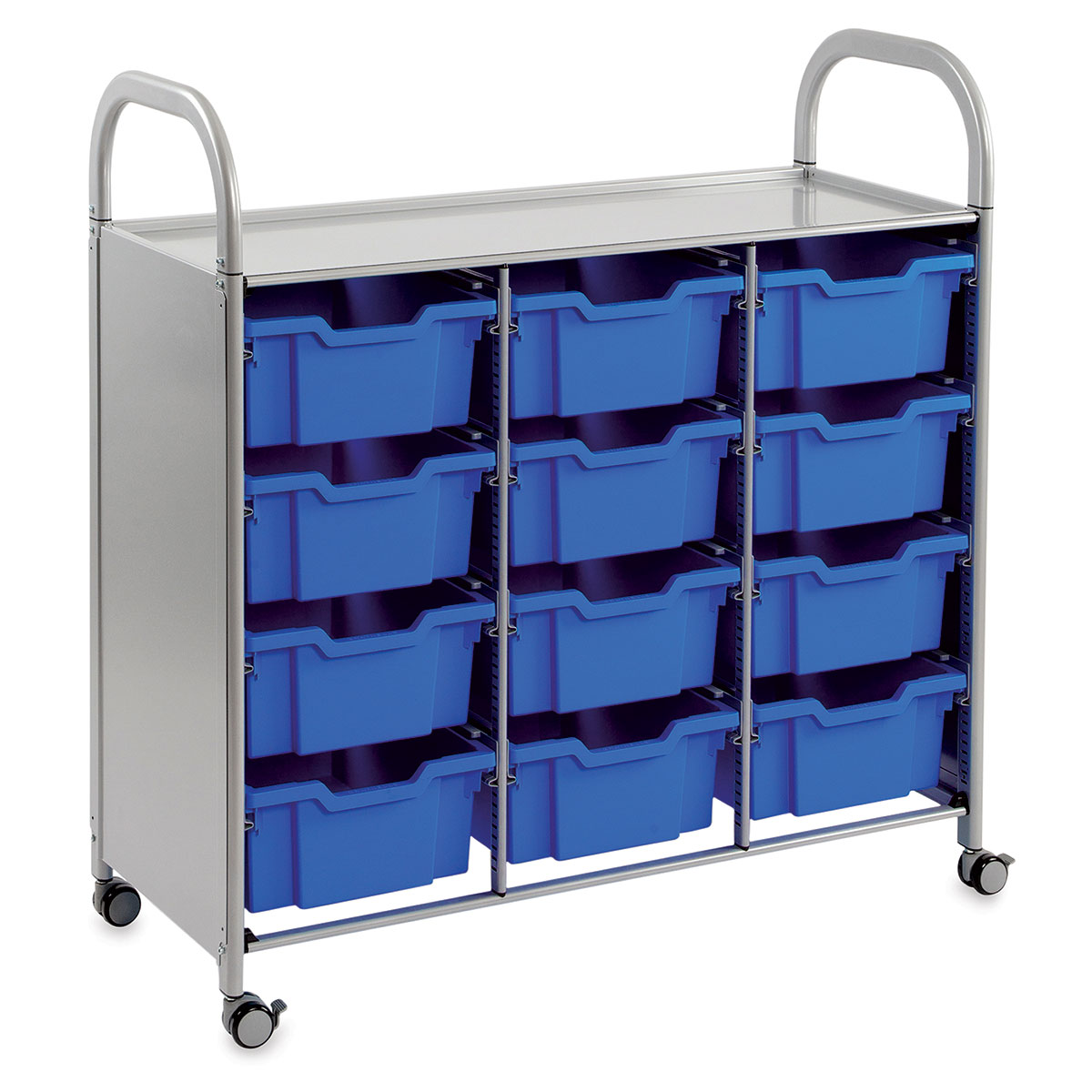 Gratnells Callero Plus Cart - Treble Cart, 12 Deep F2 Trays, Royal Blue