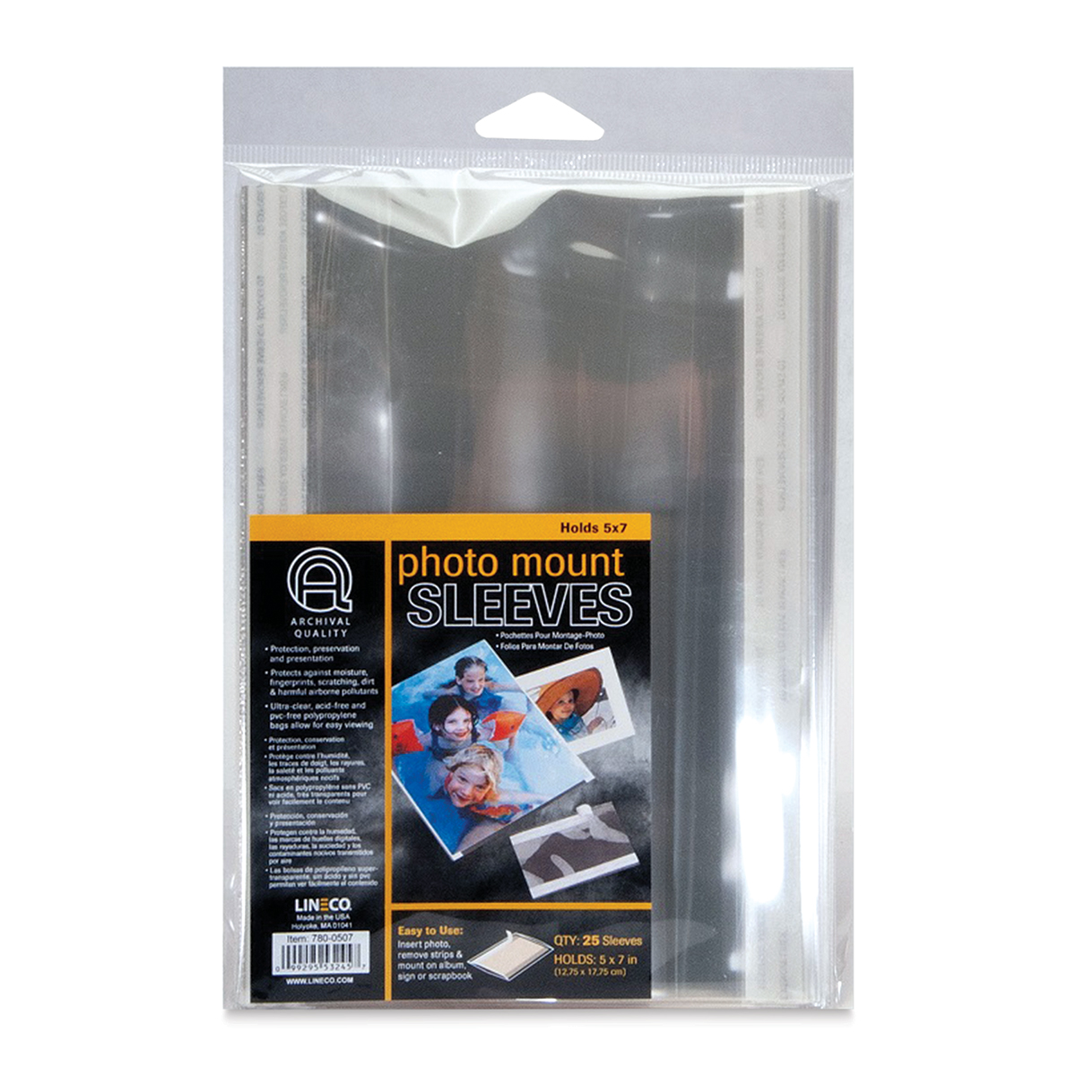 Lineco Photo Mounting Sleeves 5 in. x 7 in. Pack of 25