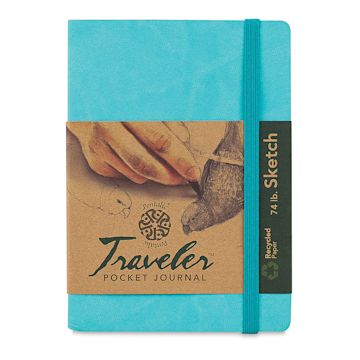 Open in modal - Pentalic Recycled Traveler's Sketchbook - 5-7/8" x 4-1/8", Turquoise