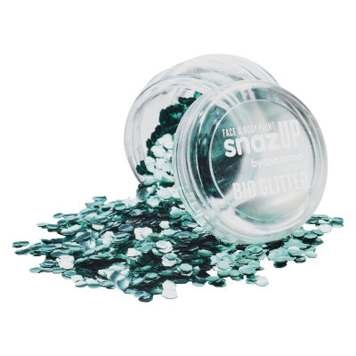 Snazaroo Bio Glitter - Turquoise, Chunky, 3 g (Glitter spilling out of jar)