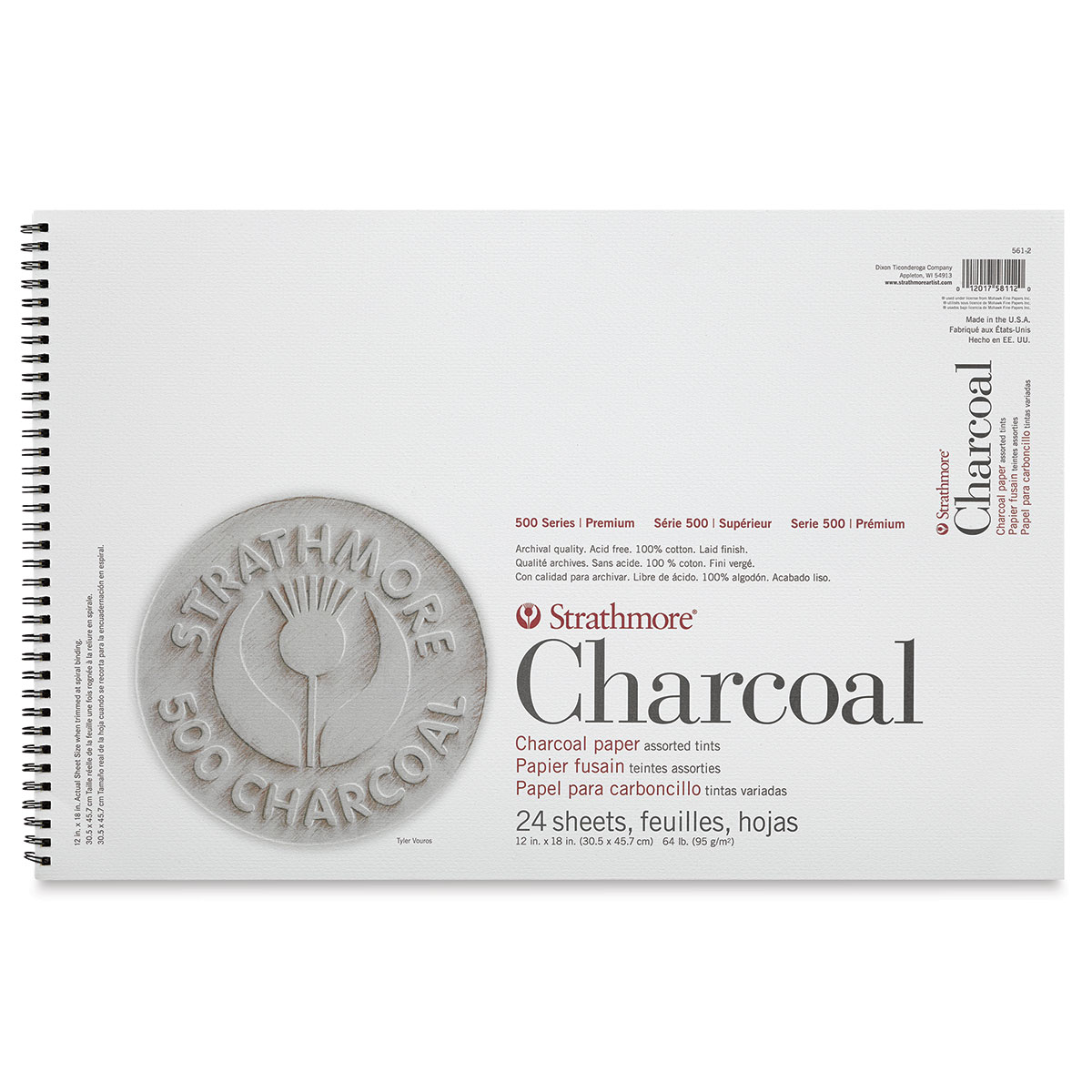 Strathmore 500 Charcoal Paper 19x25 - #131 Black, Pack of 25