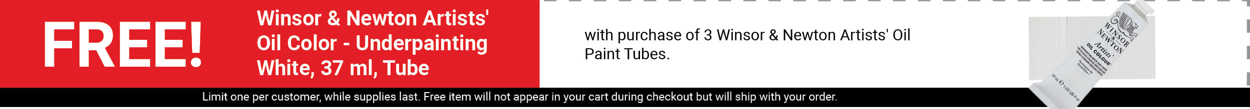 FREE! Winsor & Newton Artists' Oil Color - Underpainting White, 37 ml, Tube with purchase of 3 Winsor & Newton Artists' Oil Paint Tubes.