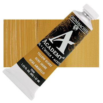Open in modal - Grumbacher Academy Oil Color - Yellow Ochre, 37 ml tube and swatch