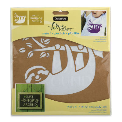 DecoArt Value Kraft Stencils - Front of package of Sloth Life Set