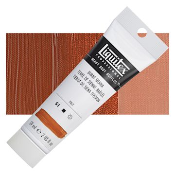 Open in modal - Liquitex Heavy Body Artist Acrylic - Burnt Sienna, 2 oz Tube and swatch