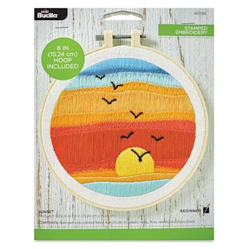 Open in modal - Bucilla Stamped Full Coverage Embroidery Kit - Sunset front of packaging