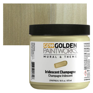 Golden Paintworks Mural and Theme Acrylic Paint - Iridescent Champagne, Jar and Swatch