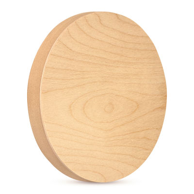 American Easel Ranger Board Cradled Round Birch Painting Panel - 12"Dia. x 7/8"D (Front, Angled view)