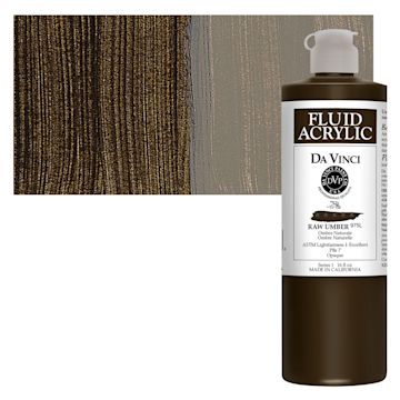 Open in modal - Da Vinci Fluid Acrylic Paint - Raw Umber, 16 oz bottle and swatch