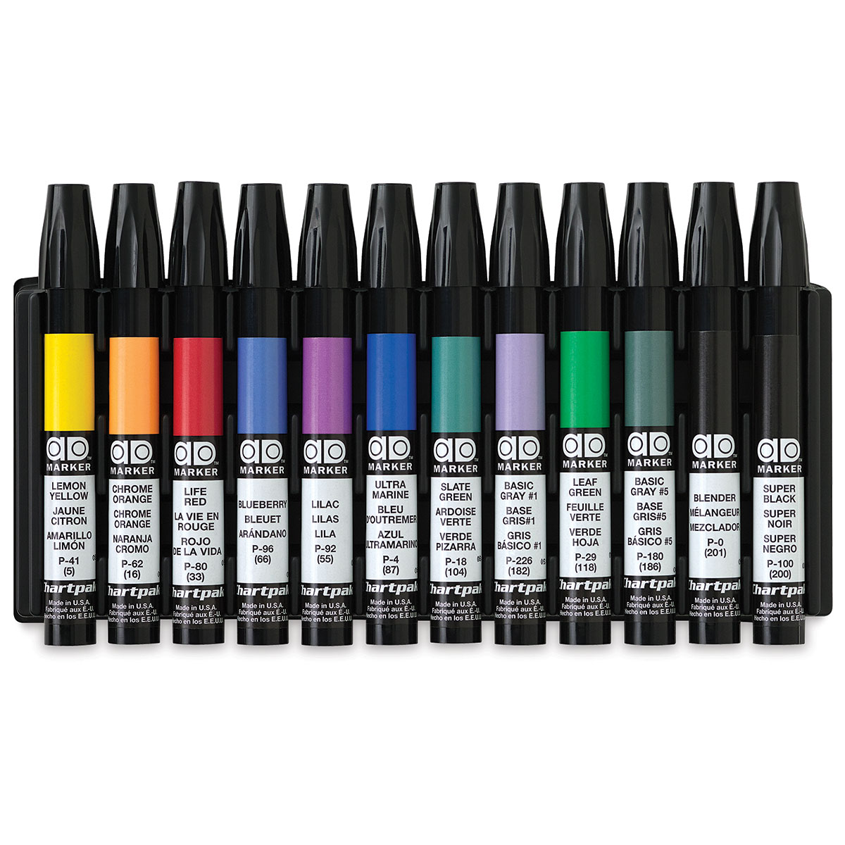 Chartpak Ad AD12 Marker 12-Color Basic Set