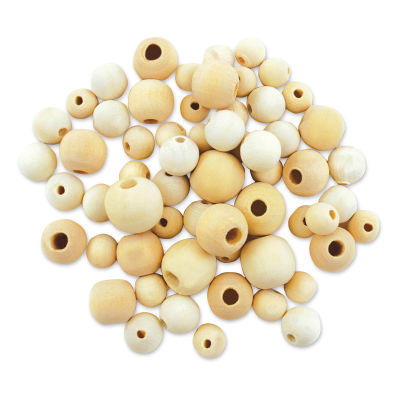 Krafty Kids Wood Beads - Round, Unfinished, Package of 60