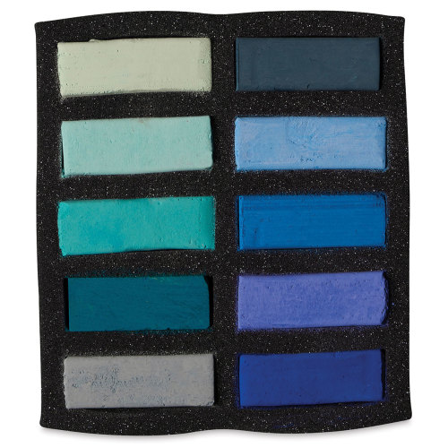 Art Spectrum Extra Soft Square Pastels - Turquoise and Blues, Set of 10