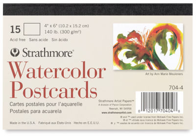 Strathmore Watercolor Cards - Postcard Pad, 15 Sheets (front of pad)