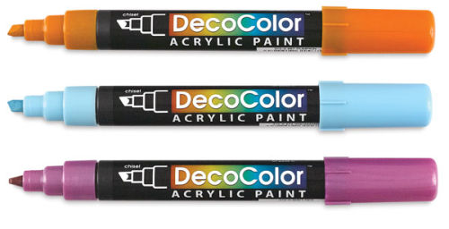 DecoColor Acrylic Chisel Marker Set of 4, Bright Colors