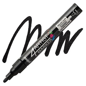 Open in modal - Pebeo 4Artist Marker - Black, 4 mm marker and swatch