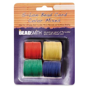 Open in modal - Beadsmith S-Lon Cord Pack - Pkg of 4, Primary Colors