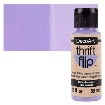 Open in modal - DecoArt Thrift Flip Multi-Surface Paint - Lovely Lavender, 2 oz bottle and swatch