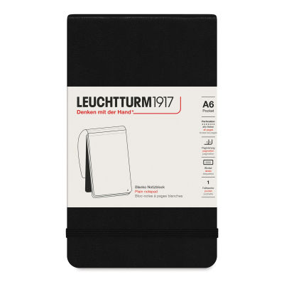 Leuchtturm1917 Pocket Notepad - Black, Blank, 3-1/2" x 6"
