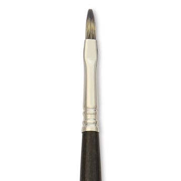 Open in modal - Escoda Vintage Synthetic Brush - Flat, Long Handle, Size 4, close-up