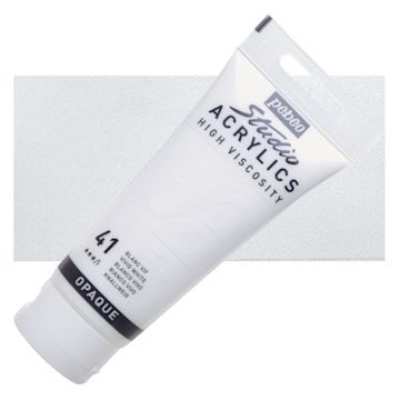 Open in modal - Pebeo High Viscosity Acrylic - Vivid White, 100 ml tube and swatch