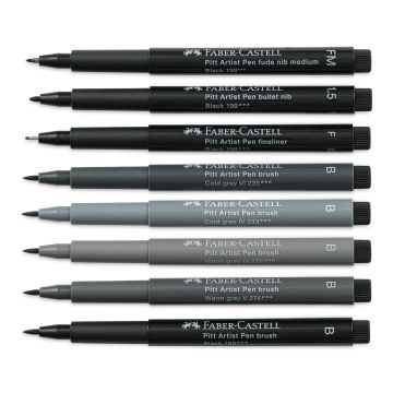 Faber-Castell Pitt Artist Pens- Color Wheel Colors, Set of 6, Brush Nib
