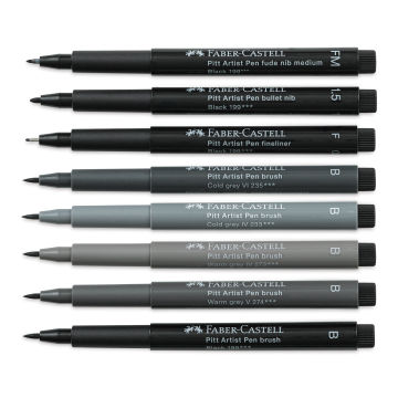 Faber-Castell Pitt Artist Pens - Black, Fineliner, Set of 4, Assorted Nibs