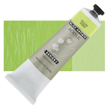 Open in modal - Blick Artists' Acrylic - Yellow Green, 4.65 oz tube and swatch