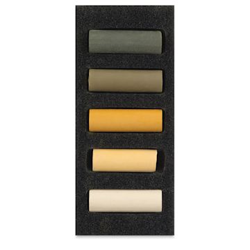 Open in modal - Rembrandt Soft Pastels Set of 5, Yellow Ochres, Half-Sticks. In package.