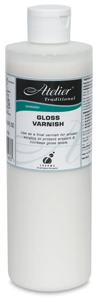 Chroma Atelier Interactive Varnishes - Front view of Gloss finish bottle
