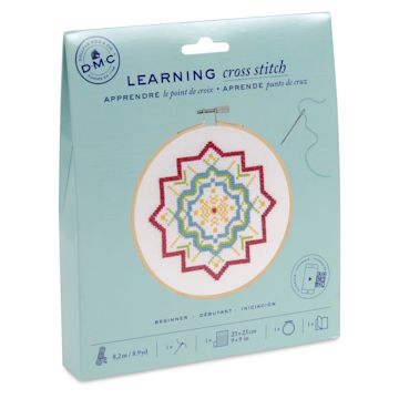 Open in modal - DMC Learning Cross Stitch Kit - front of packaging, angled