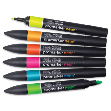 Winsor & Newton Neon ProMarkers - Set of 6, markers fanned out