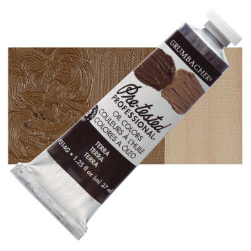 Open in modal - Grumbacher Pre-Tested Artists' Oil Color - Terra, 1.25 oz tube and swatch