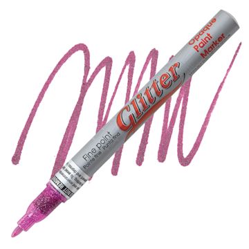 Open in modal - Decocolor Glitter Marker - Glitter Magenta, Fine Point marker and swatch