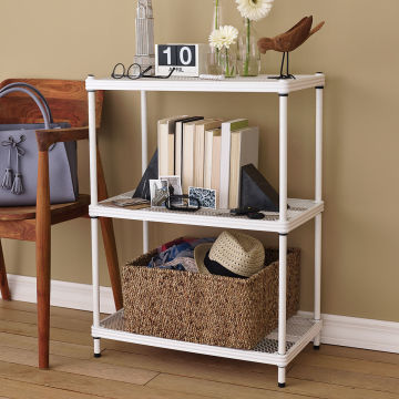 Open in modal - Design Ideas MeshWorks Shelving Units - Accessorized White Unit in room setting