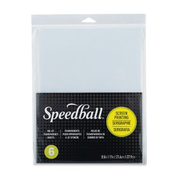 Speedball Screen Printing Ink Jet Transparency Sheets - Front of package of 6 sheets