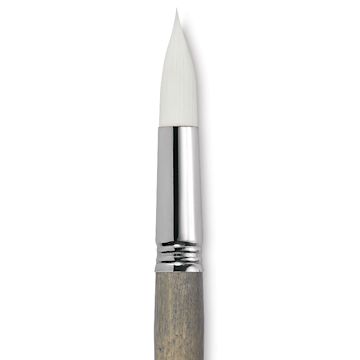 Open in modal - Escoda Perla Toray White Synthetic Brush - Round, Short Handle, Size 22 close up