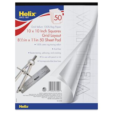 Open in modal - Helix Grid Vellum Paper Pad - 10 x 10, 8-1/2" x 11", front of pad