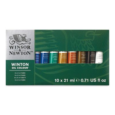 Winsor & Newton Winton Oil Paint - Set of 10, Assorted Colors, 21 ml, Tubes (Front of packaging)