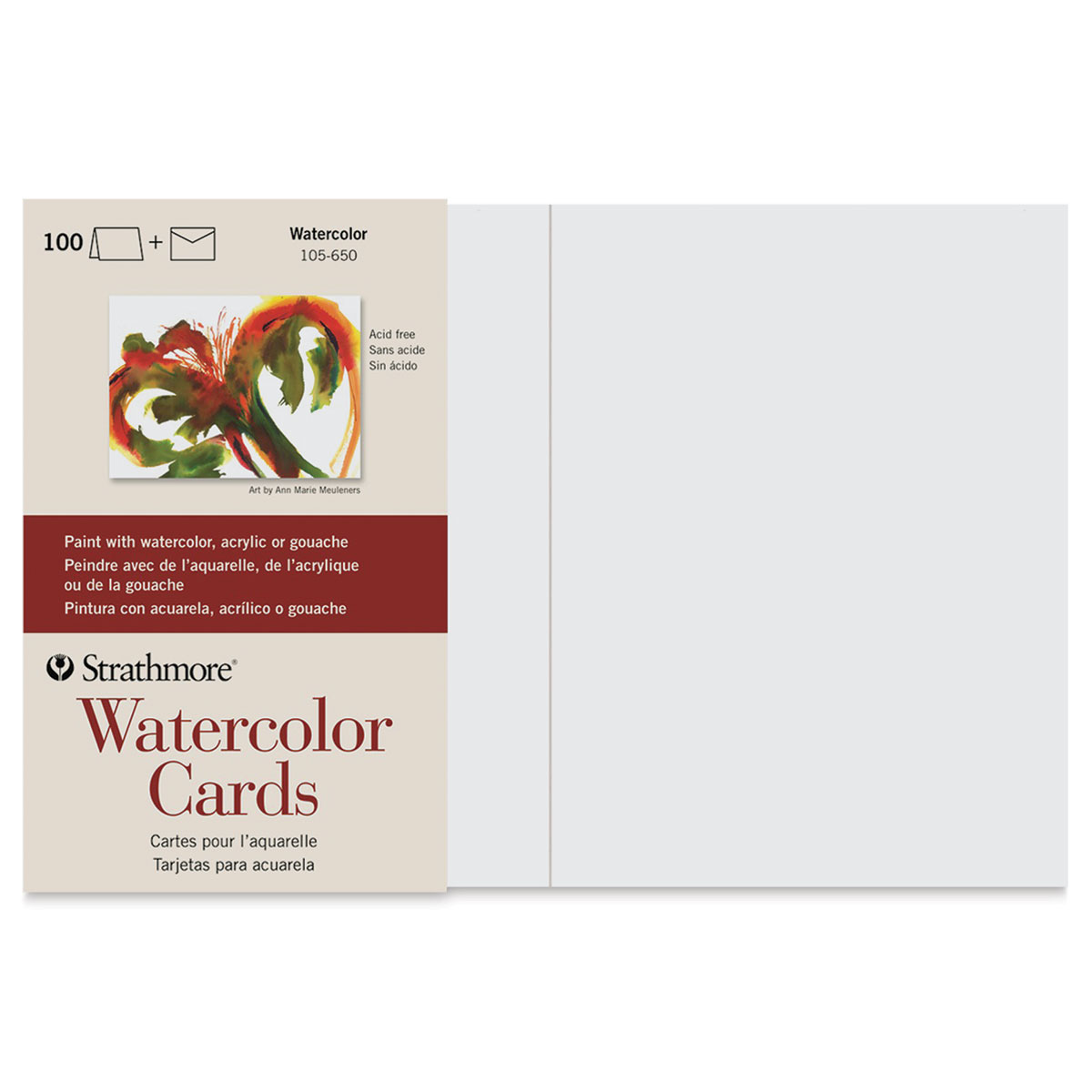 Strathmore 300 Series Watercolor Cards and Envelopes - Announcement size, 3-1/2 x 4-7/8, Pkg of 6
