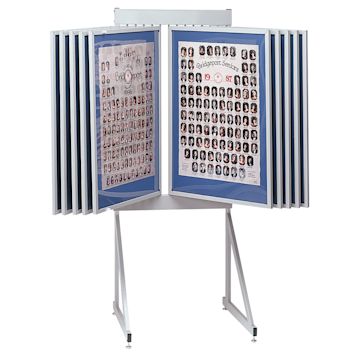 Open in modal - Multiplex Swinging Panel Display - 24" x 36", Gray, 10 Panels, Floor Unit