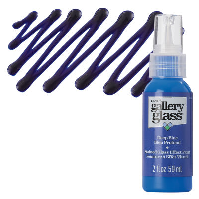 Gallery Glass Paint - Deep Blue, 2 oz swatch with bottle