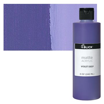 Open in modal - Blick Matte Acrylic - Violet Deep, 8 oz bottle and swatch