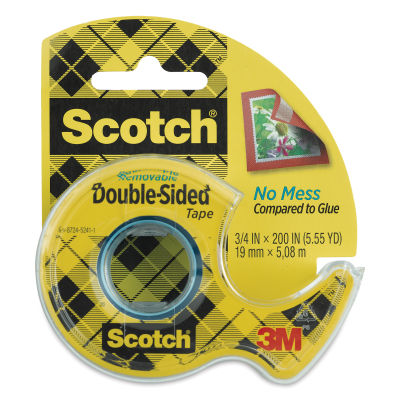 Scotch Removable Double-Sided Tape - 3/4" x 200", in dispenser, front of the packaging