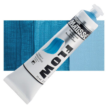Matisse Flow Acrylic Cobalt Turquoise, 75 ml tube and swatch