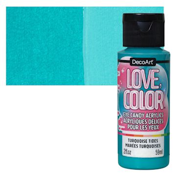 Open in modal - DecoArt Love, Color Acrylic Paint - Turquoise Tides, 59 ml bottle and swatch