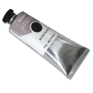 Cranfield Traditional Etching Ink - Angled view of 75 ml tube of Bone Black